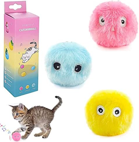 Pack of 3 Cat Toy Interactive Ball, Interactive Cat Toy Ball with Sound, Cat Toy Ball with Sound, Kitten Toy for Indoor Cat Dog Kitten Exercise