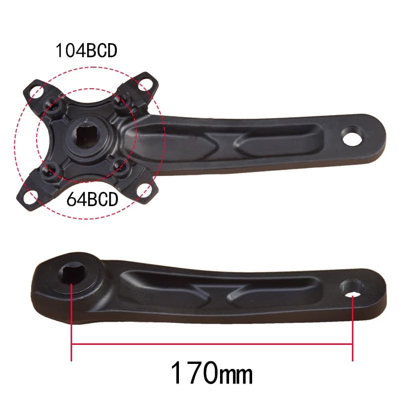 HIMALO Mountain Bike Crank Arm Set 170mm 104BCD Square Taper Bike Crankset 4 Claws Aluminum Alloy Cranks Left and Right(Blue)