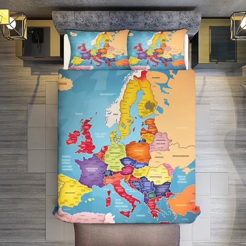 Ensemble housse couette double carte Europe coton microfibre respirant