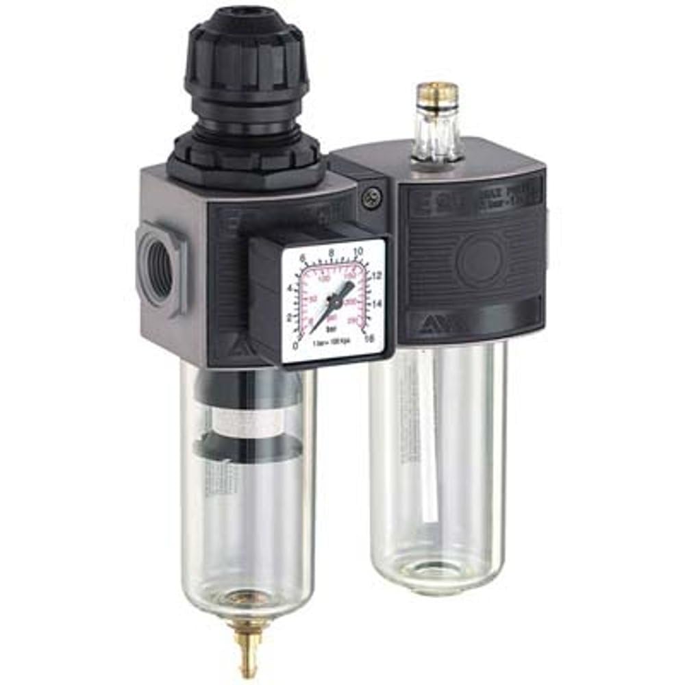 1 PZ GRUPPO FILTRO REGOLATORE LUBRIFICATORE E/12/2 ANI MODULARE ATTACCO 1/4F +MANOMETRO DIAMETRO POLLICI 1/4" Mod E/12/2 NextradeItalia Mod.FERX.VIRITXIANN