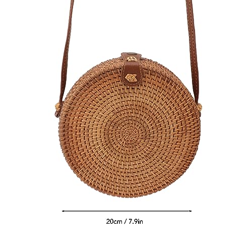 Zerodis Round Straw Purse, Rattan Bag with Adjustable Strap Summer Beach Crossbody Basket Vacation Purse for Women2