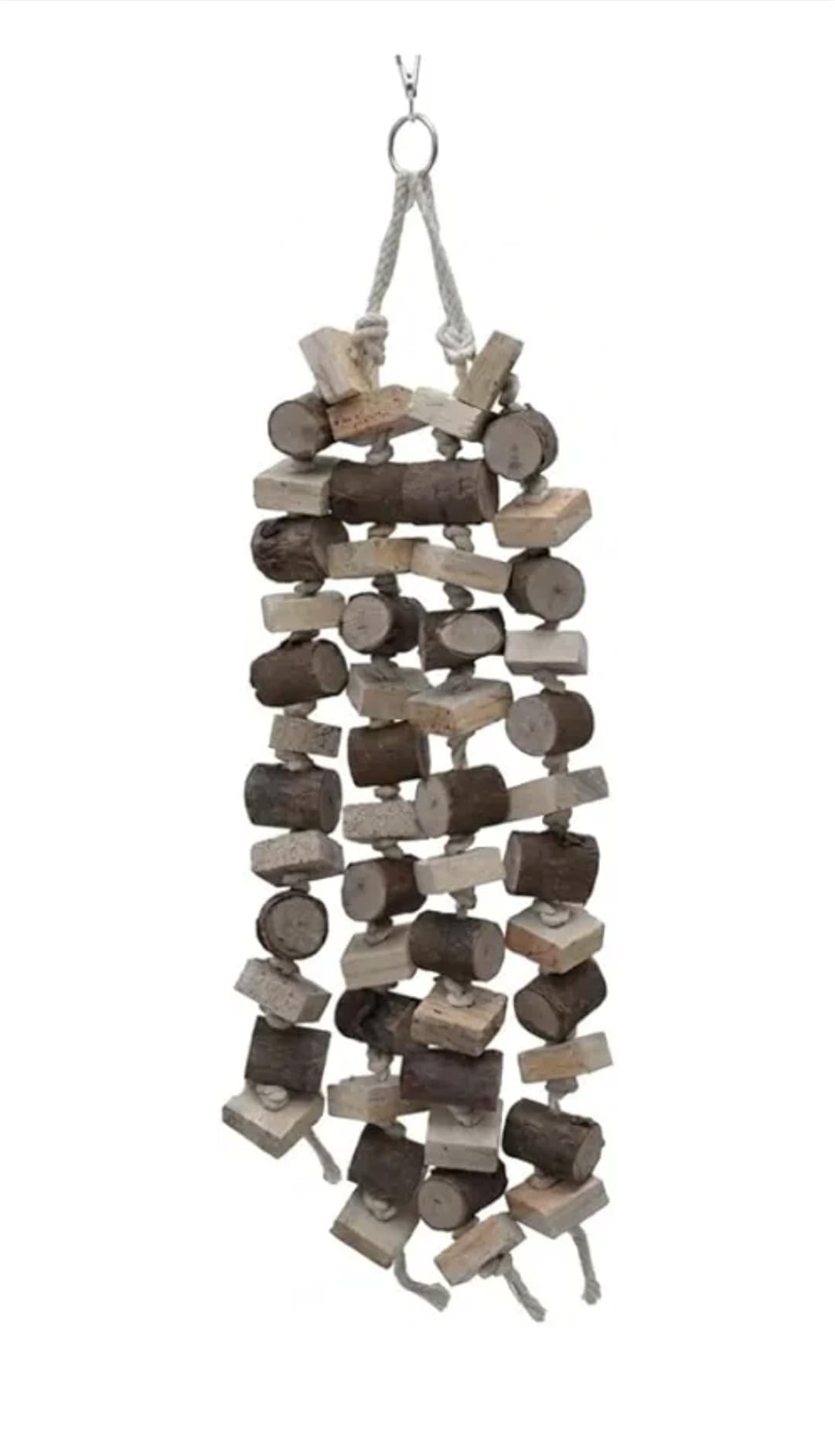 Natural Wooden Bird Foraging Toy for Large Parrots - 5-Layer Hanging Chew Toy Made of Neem Pine & Eucalyptus Wood for Beak Maintenance Boredom Relief & Cage Enrichment-image-24