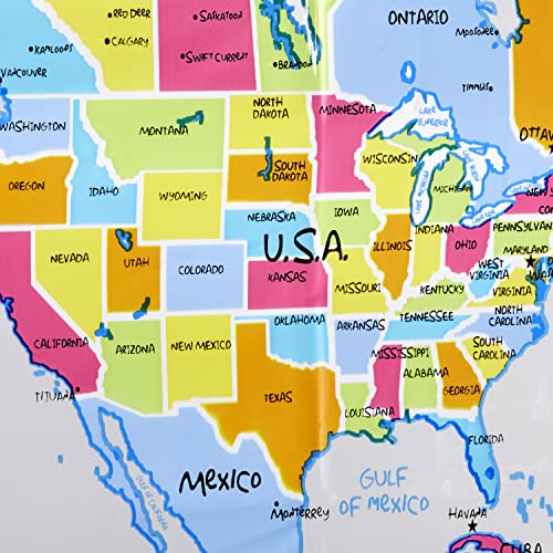 Image of SKL Home The World Map Waterproof PEVA Shower Curtain, Clear /Multi