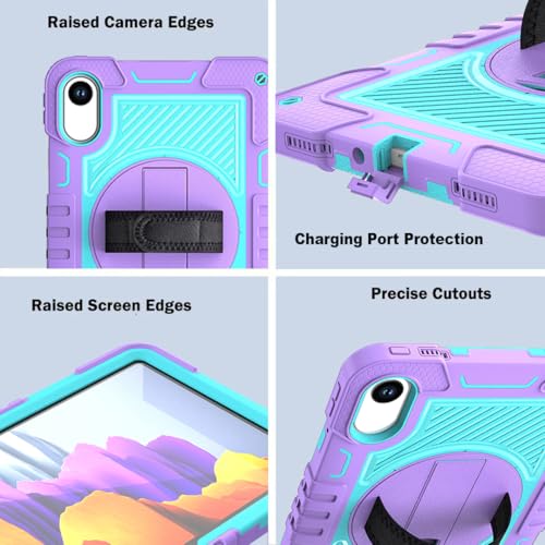 Image of ProElite for Xiaomi Redmi Pad 2 11 inch Case, Rugged 3 Layer Armor case Cover for Xiaomi Redmi Pad 2 11 inch Case with Hand Grip and Rotating Kickstand with Shoulder Strap, Purple Blue