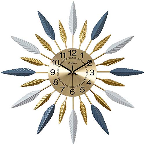 Grande horloge murale géométrique en métal doré, décoration vintage haut de gamme pour salon