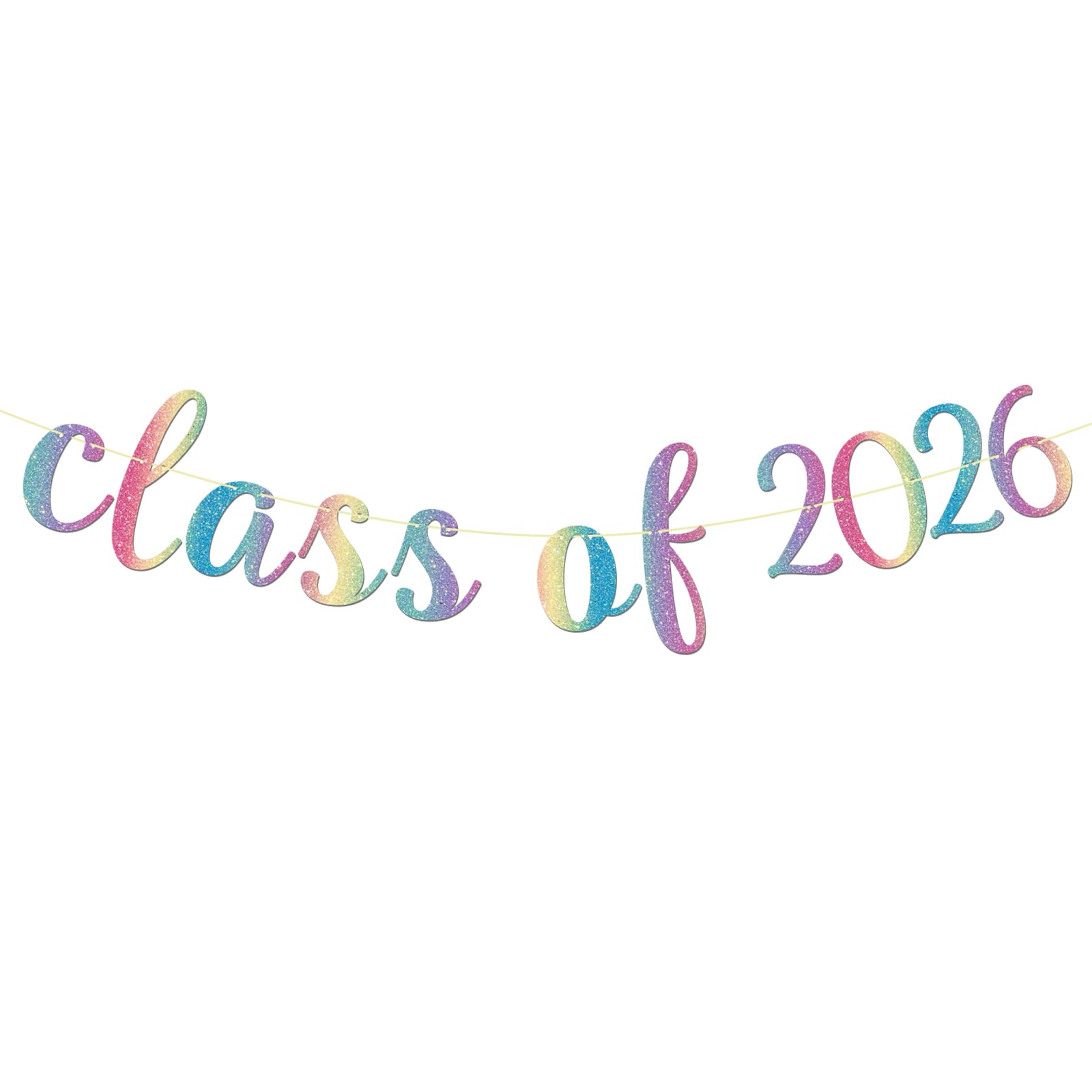 Maicaiffe Class of 2026 Banner - Girls Boys Graduation Party Supplies - Preschool High School College Graduation Party Decor Rainbow Glitter