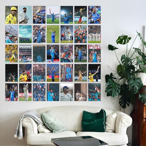Image of Wallgasm Cricket Collage Kit - Set of 54, 4 x 6 Inches Posters | Poster Set For Room, Wall Art for Bedroom, Gym, Office (Cricket)