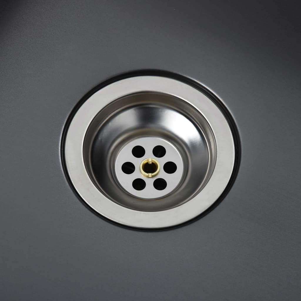 vidaXL Kitchen Sink Undermount Sink with Strainer Black Stainless Steel Sink
