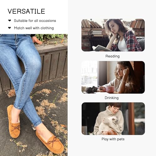 Womens Moccasin Slippers Micro Suede Cozy Indoor Outdoor House Shoes2