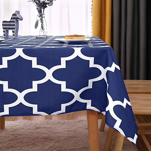 TOMORO Moroccan Rectangle Table Cloth - Waterproof, Wrinkle Resistant and Washable Tablecloth Decorative Table Cover for Outdoor Picnic Party Kitchen Dining Room, 60 x 102 Inch, Navy TOMORO Moroccan Rectangle Table Cloth - Waterproof, Wrinkle Resistant and Washable Tablecloth Decorative Table Cover for Outdoor Picnic Party Kitchen Dining Room, 60 x 102 Inch, Navy