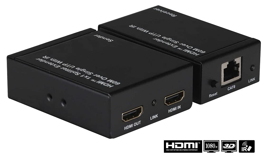 Coppia di Extender HDMI, 60m UTP, 1080p@60Hz, Loop Out, POE