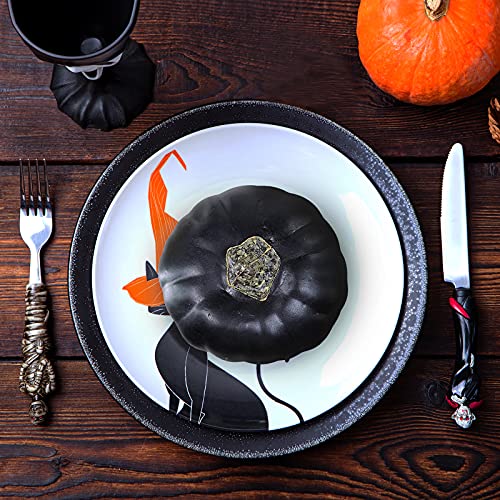 Image of Winlyn 7 Pcs Assorted Artificial Black Pumpkins Halloween Faux Rustic Decorative Foam Pumpkins for Fall Halloween Thanksgiving Tabletop Centerpiece Mantel Kitchen Decor