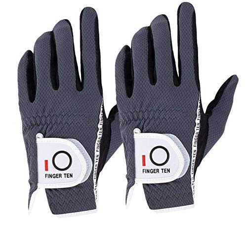 FINGER TEN Golf Gloves Men Left Hand Right Rain Grip Weathersof Value 2 Pack