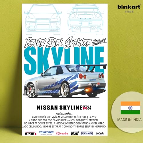 Image of BLINKART Nissan SkylineCar Posters Sticker Gift Items for Boys Room Wall Decor || Comes with Double-Sided Tape|| Decoration Bedroom Living Room Office Studio Decor | 12x18 In (A3) - CAR-269
