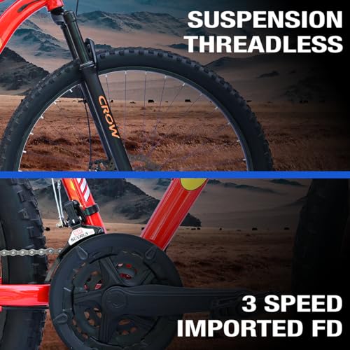 Image of CROW - FIRE Storm 21 Speed Gear Cycle | 29 inch T Cycle for Boys 12 to 15 Years | Bicycle for Men Adult | Mountain Bike with Front Suspension & Dual Disc Brakes| Unisex 29 INCH MTB Cycle for Men