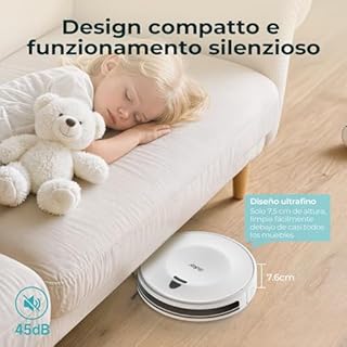 Redkey E6 Robot Aspirapolvere con 7000 Pa, Fino a 170 Min Autonomia, Navigazione Dinamica, Aspirapolvere Robot con Base di Ricarica, Telecomando e APP, Ideale per Peli Animali, Tappeti, Pavimenti Duri
