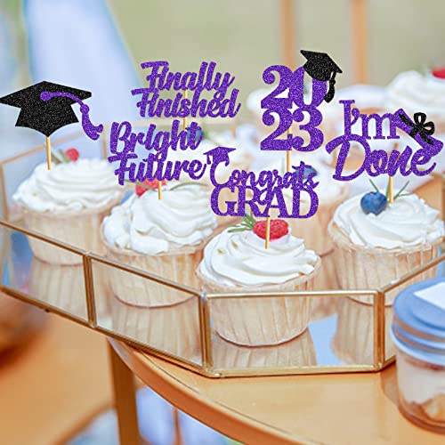 40Pcs Purple 2023 Cupcake Toppers Graduation Class Of 2023 Cupcake Toppers Graduation Cupcake Toppers 2023 Graduation Cupcake Picks Graduation Cap Cupcake Toppers Graduation Party Decorations 2023 #TOP2