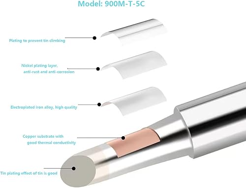 Miniatura 19 de Puntas de soldador, repuesto de punta de soldadura de 2,952.8 ft para Weller, kit de puntas de repuesto para soldadura de soldadura, uso para Hakko