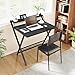 Yaheetech Foldable Desk with Monitor Stand,80 cm Computer Desk for Small Spaces,2-Tier Folding Table for Home, Office, School, Dormitory,Easy Assembly(Black)