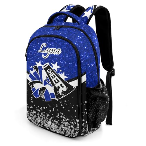 Personalized Cheer Backpack Customized Cheerleader Shoulder Bag Backpack for Girls Women College School Bookbag for Travel Birthday Holiday (Dark Blue)2