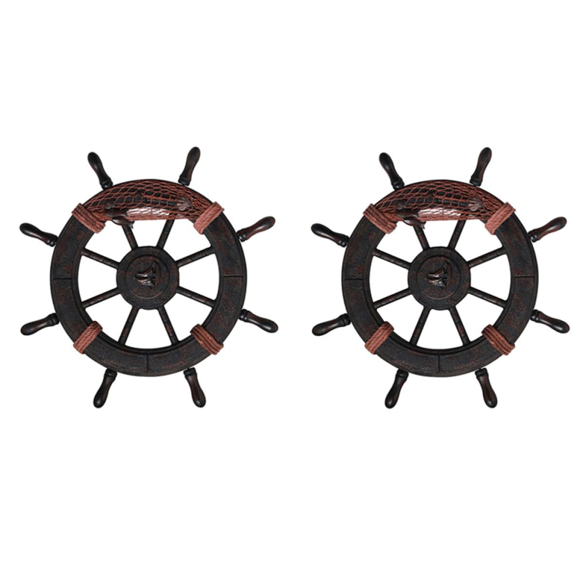 Gouvernail de bateau bois déco murale marine rétro chic ornement estival maison lot de 2
