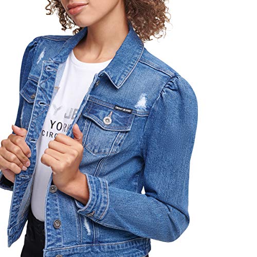 dkny blue leather jacket