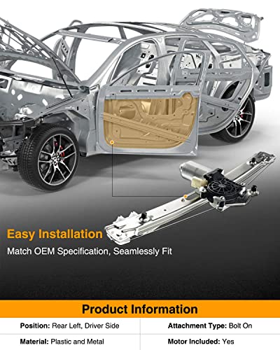 A-Premium Power Window Regulator With Motor Compatible With Bmw E46 323I 325I 325Xi 330I 330Xi 1999-2005 Rear Left Driver Side #TOP2