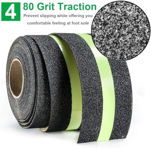 Image of JICOOT Anti Slip Grip Tape,Non-Slip Traction Tapes With Glow In The Dark Reduce The Risk Of Slipping For Indoor Or Outdoor Stair Tread Step And Other Slippery Surfaces-Keeps You Safe,2 Inch X 10Feet