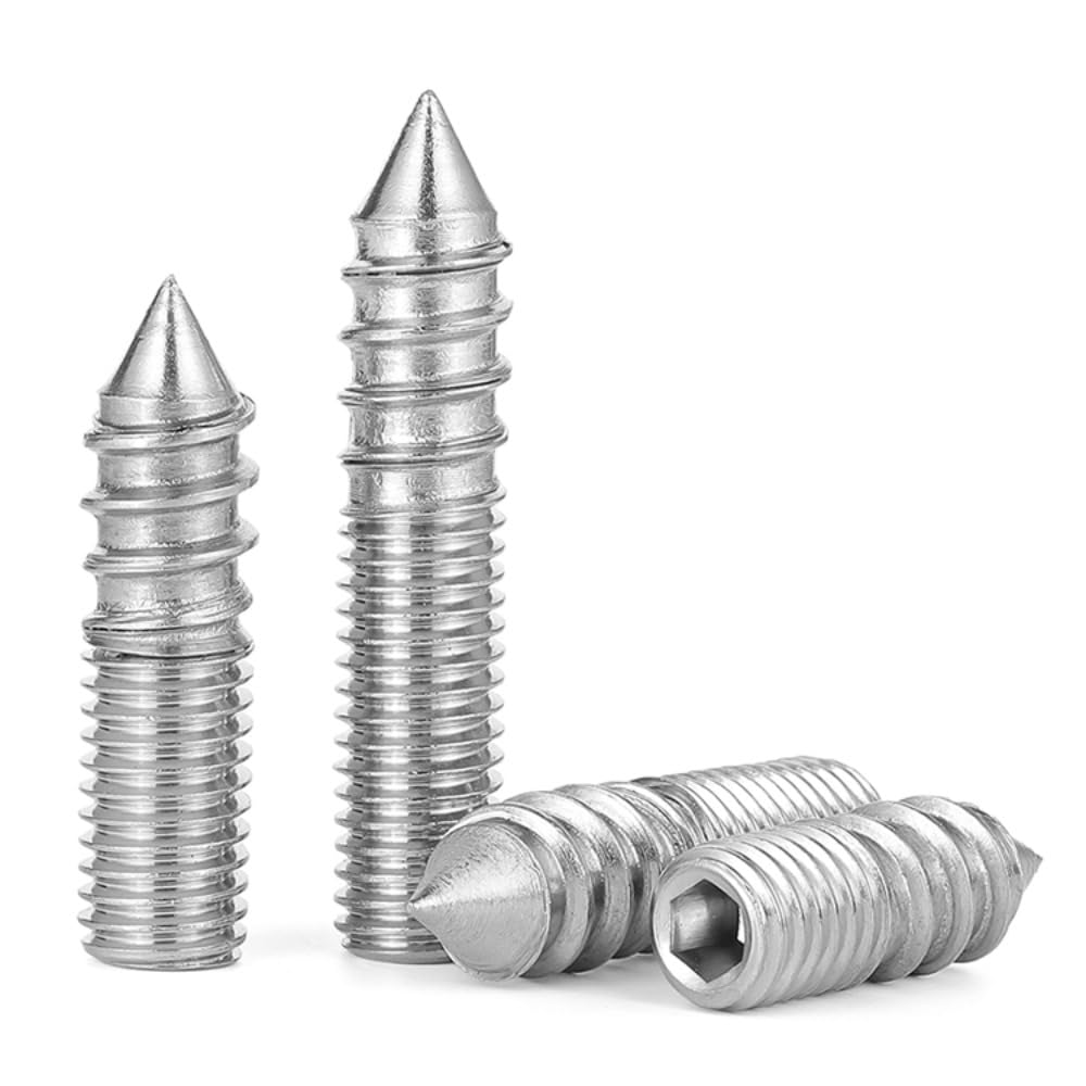 Cilky 5pcs Hanger Bolts M4/M5/M6 Double-Ended Threaded Hanger Bolts Double Head Bolts Self-Tapping Screw 304 Stainless Steel Wooden Joint Furniture Legs Metal Screws(M6*60)