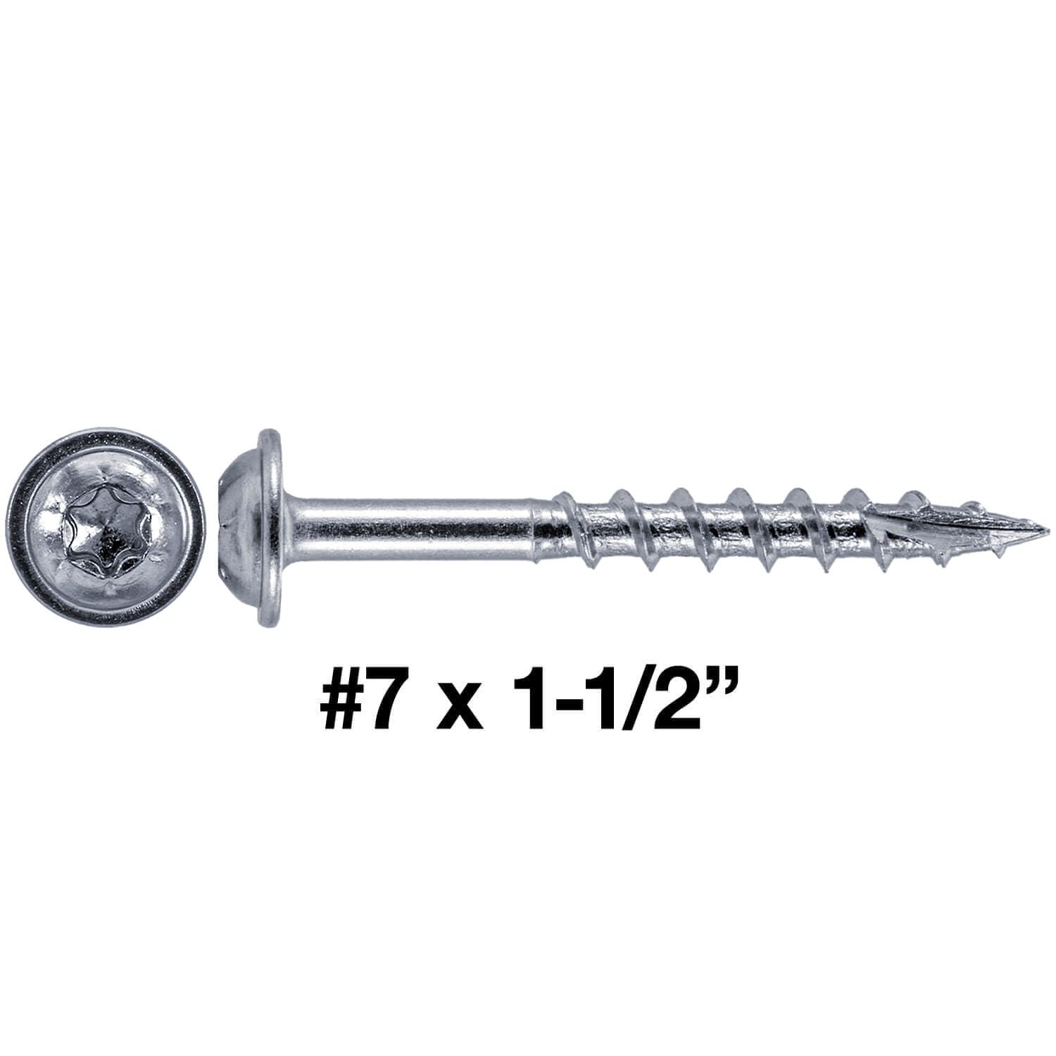 #7 x 1-1/2" Pocket Hole Star-Drive Head Screws COARSE Thread • for Cabinetry & Furniture • T-20 Torx Screw Head (Full Box - 5000 Approx. Screw Count)