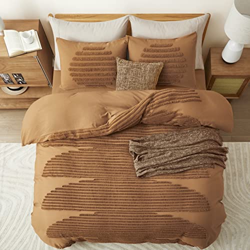 Bedazzled Duvet Cover Queen/Full Size, 3 Pieces Boho Bedding Sets For Shabby Chic Home, Tufted And Soft Comforter Cover Set, Pumpkin #TOP5