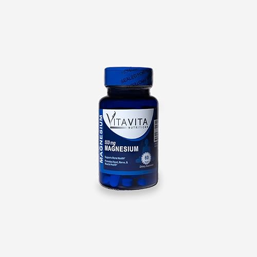 Magnesio 500 mg, apoya la salud ósea, promueve la salud del corazón, los nervios y los músculos, 60 tabletas