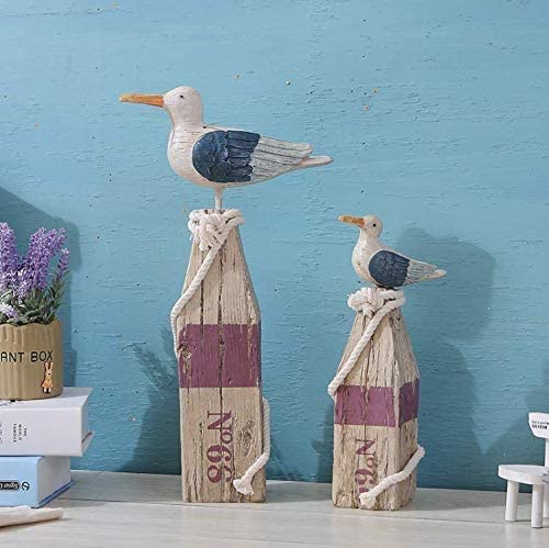 WHY Decor Seagull Figurine Sea Bird Statue Coastal Bird Figurines for Garden Resin Seagull Decor Sea Bird Decor Bird Sculptures Yard Outdoor Indoor Nautical Decor Ocean Beach Home Decor 2 Pack