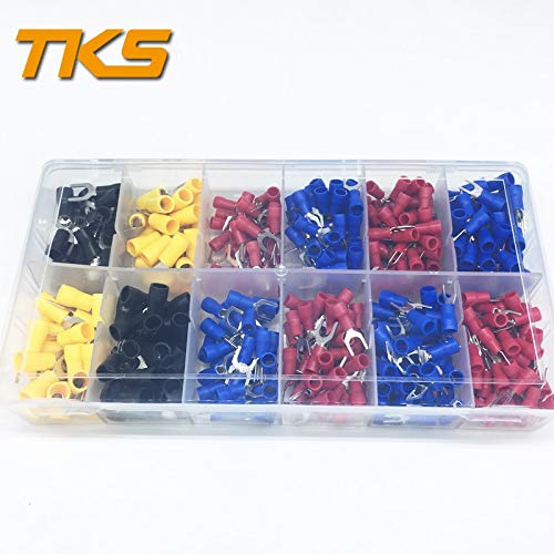 Davitu 430PCS Insulated Terminals Crimp Connectors Fork Double Spade Assorted Crimp Wire Terminal kit Set Assortment