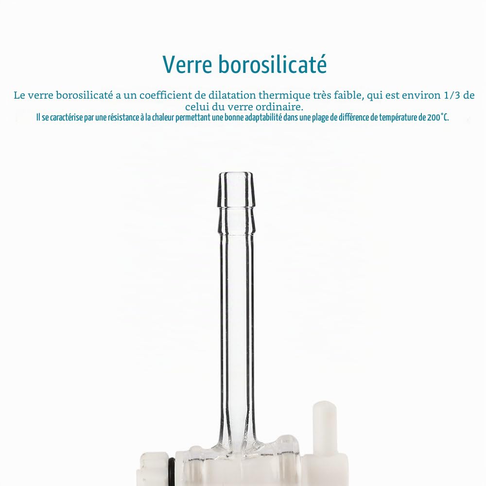 stonylab Adaptateur de Contrôle de Débit Sous Vide en Verre, Adaptateur de Décollage de Distillation Sous Vide de Verre Borosilicaté avec Robinet d’Arrêt en PTFE pour Fournitures de Laboratoire