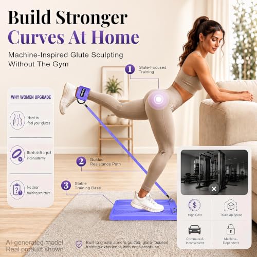 Image of Glute Workout Equipment, Ankle Resistance Bands with Cuffs & Fabric Bands Set for Women, Exercise Board for Kickbacks,Glutes, Hip Thrusts, Thighs & Legs Workout,Portable Home Gym Fitness