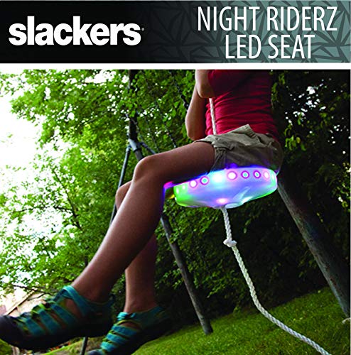 Slackers 100 Ft Led Night Riderz Series Zipline Kit - Kids Zip Line Kit With Safety Zipspring Brake & Zip-Quick Ratchet System - Great Zipline Kit For Kids And Teens - Recommended Ages 8+ #TOP3