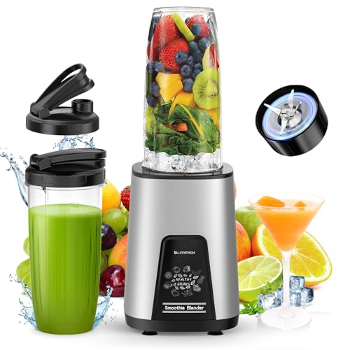 Lampick Blender for Smoothie, 900W Personal Blender for Shakes and Smoothies with 2 * 22oz BPA Free Portable Cups, Small Juicer for Protein Shake, Baby Food, Frozen Drink