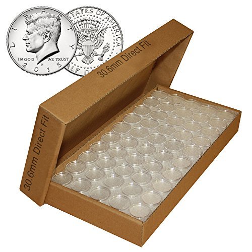 The Merrick Mint 25 Direct Fit Airtight 30.6mm Coin Holders Capsules for JFK Half Dollar w/Box