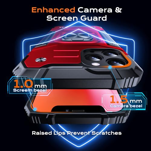 Image of Anqrp Heavy Duty Case for iPhone 11 Pro Case with Enhanced Ring Holder Grip Stand, Military Grade Shockproof Rugged Drop Protective Silicone Hard Slim iPhone 11 Pro Phone Case Cover,Corail Red