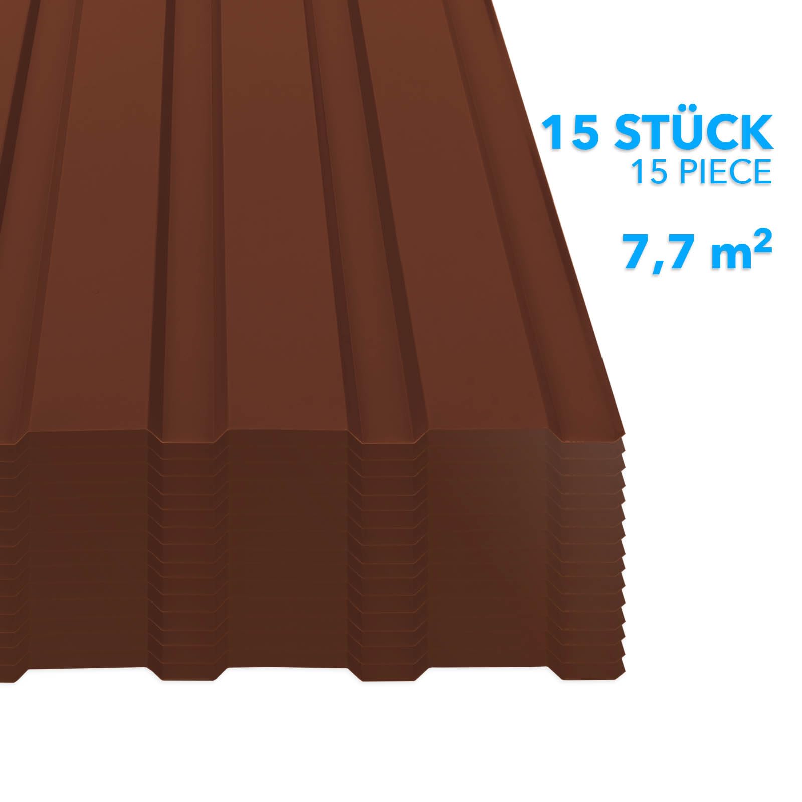 KARAT - 15 Piezas de Chapa Trapezoidal de 115 x 45cm – Juego de Chapa perfilada con Tornillos – 7,7m² Chapa de Techo – Grosor 0,25mm – Placas de Techo, Chapa de Acero, Revestimiento de Pared (marrón)