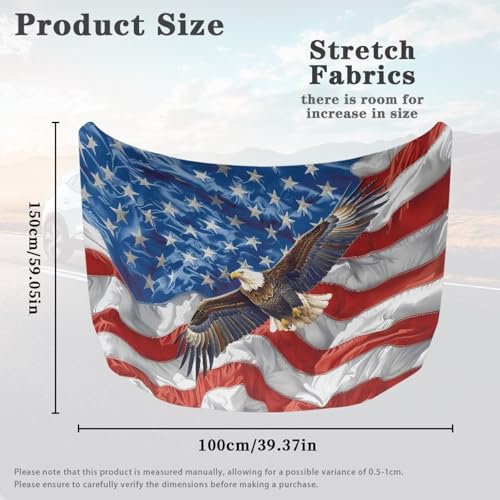 Image of Eagle Print Car Bonnet Hood Cover UV Fade Resistant Waterproof Exterior Covers for Car Decor Accessories All-Season Protection Fit for Cars Trucks SUVs