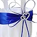 AmaJOY 2pcs Beach Wedding Flower Girl Basket White and Royal Blue Flower Basket with Double Heart Rhinestone Decor