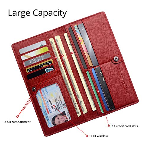 Bveyzi Ultra Slim Thin Leather RFID Blocking Credit Card Holder Bifold Clutch Wallets for Women3