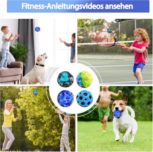 YiJiuBa 4 Bällen, Mond Ball,7cm Hohe Springender Gummiball Sprünge Jumpball Mondball, Space, Bounce, Jump Ball Galaxy, Coole Moonballs für Kleinere Kinder, für Drinnen Als Auch Draußen