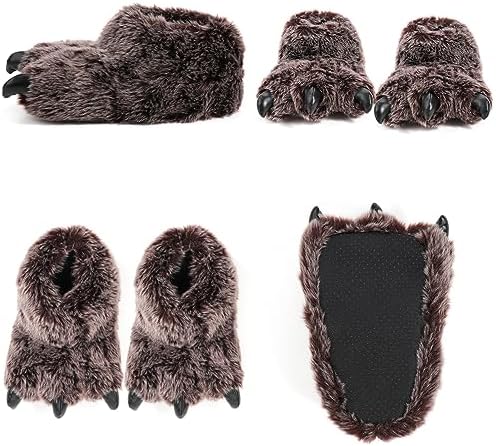 ULTRAIDEAS Animal Paw Slippers for Women and Men, Funny Claw Slippers for Adult, Unisex Cute Costume House Shoes（Brown Bear Paw, Size 11-12 Women, Size 9-10 Men） | Image 1