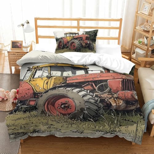 Linge de lit tracteur 3D housse de couette 135x200 microfibre 2 pces