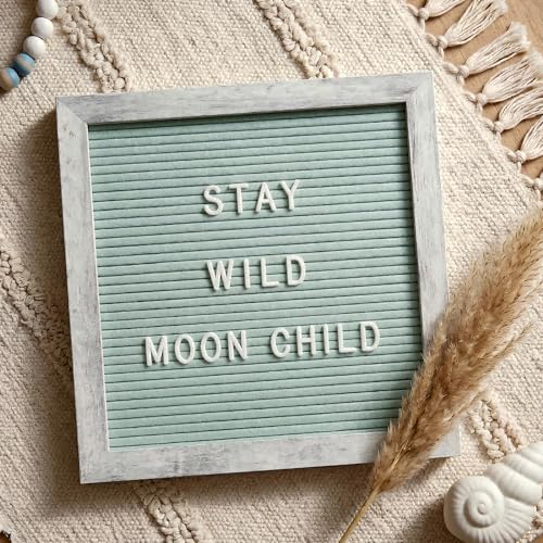Image of Rustic Turquoise Felt Letter Board 10x10 Inch, 336 Letters with Stand | Changeable message board with stand and wall mount for home displays, creative workspaces and small spaces