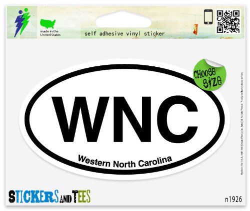 WNC Western North Carolina Oval Vinyl Car Bumper Window Sticker 5" x 3"