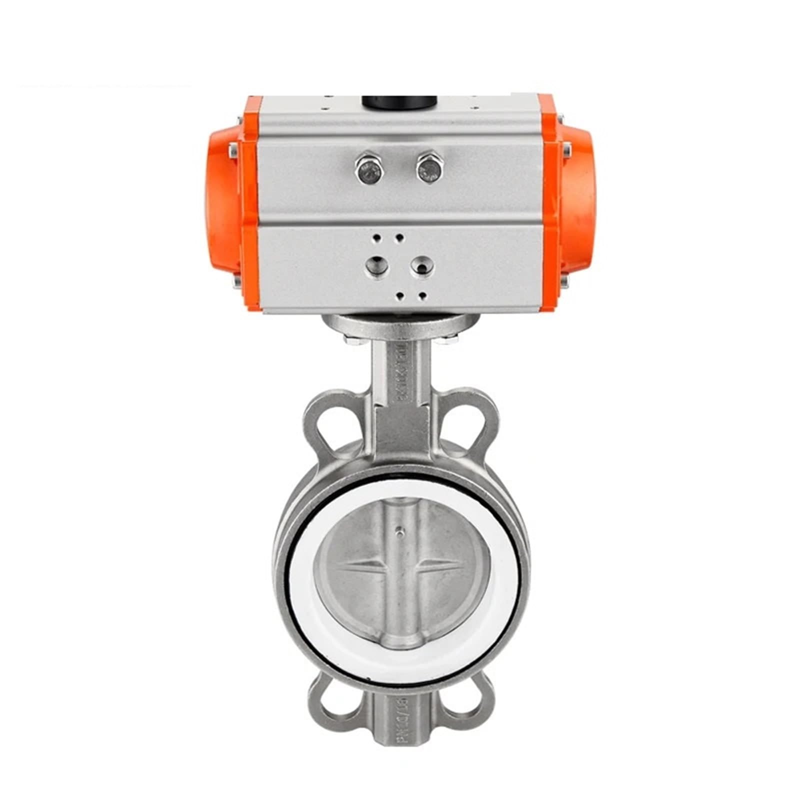 Pneumatic Butterfly Valve D671F-16P Pneumatic Tetrafluoro Stainless Steel Wafer Type Butterfly Valve DN200(OneSize)